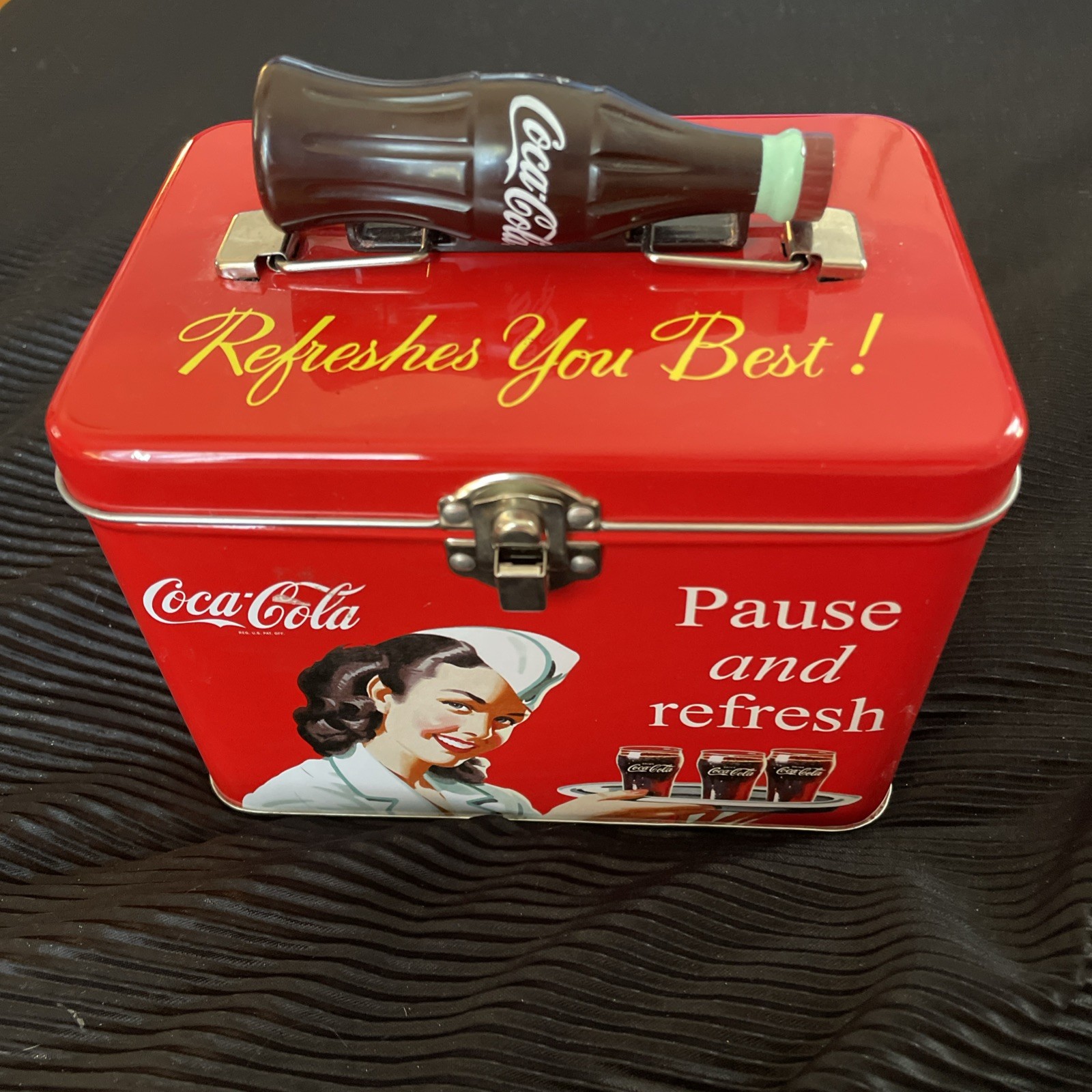 Coca-Cola Vintage Style Metal Lunchbox with Bottle Handle