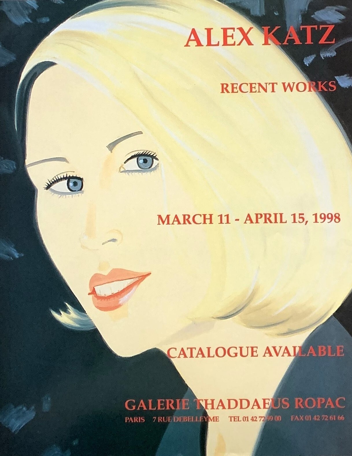 1998 ALEX KATZ Recent Works Figurative Paris ART Exhibit PRINT AD
