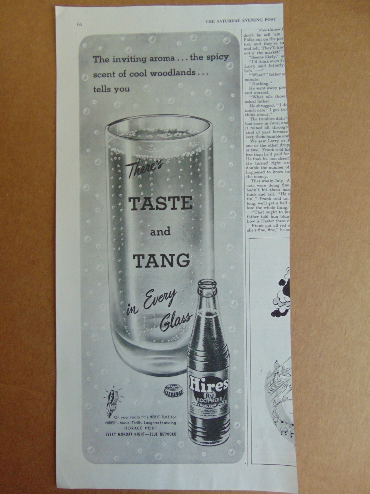 1944 HIRES ROOTBEER Taste and Tang! vintage art print ad