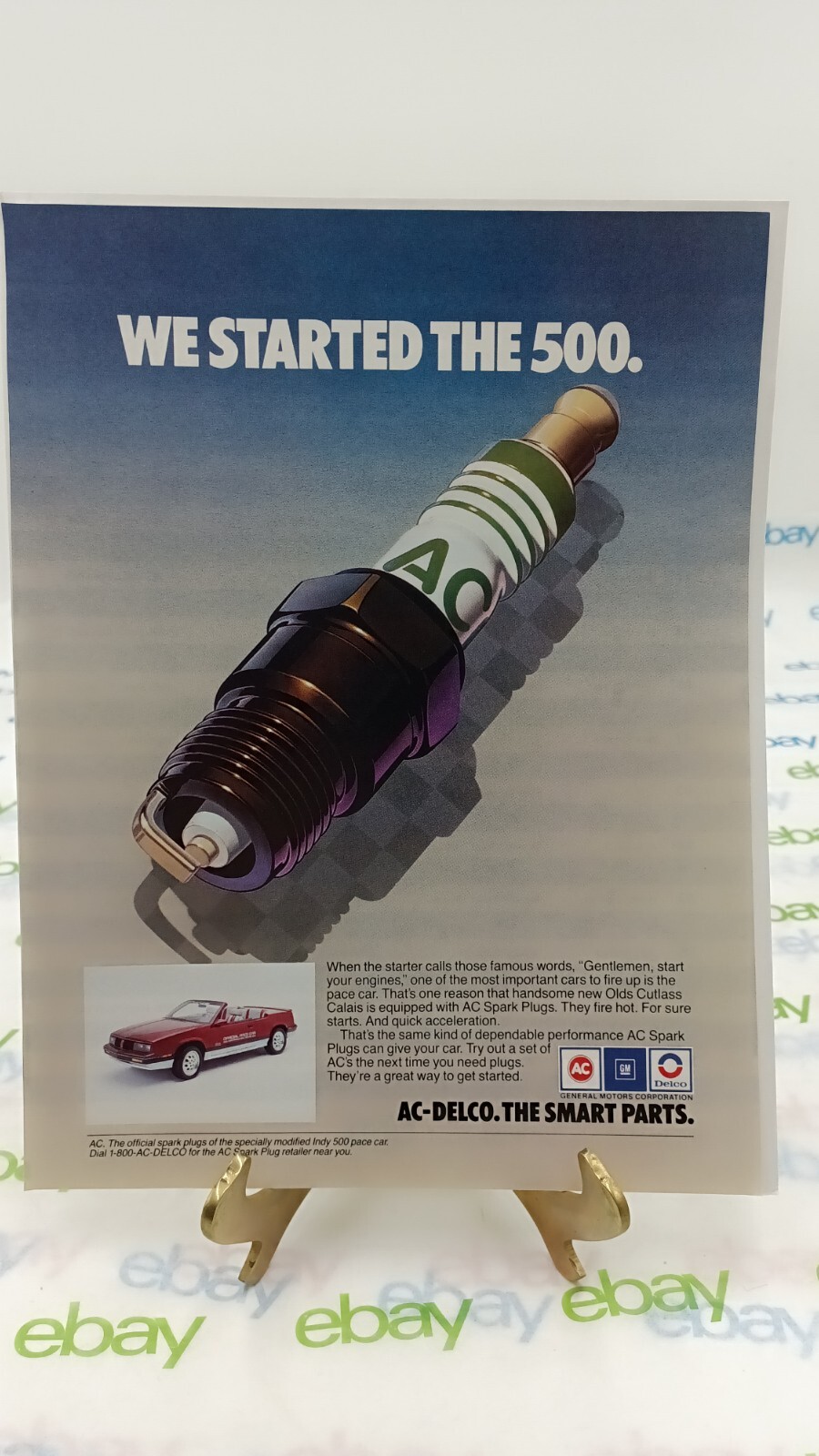 AC Spark Plugs Promo Print Advertisement INDY 500 PACE CAR 1985 11 x 8.5