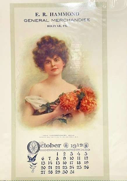 2413.3K ~Thos. Murphy -1912 E.R. Hammond Hand Painted Sample Advertise Calendar