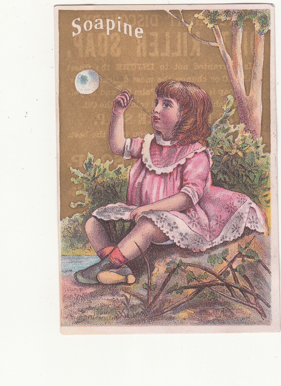 Soapine Dirt Killer Soap Kendall Mfg Providence Girl Bubble Vict Card c1880s