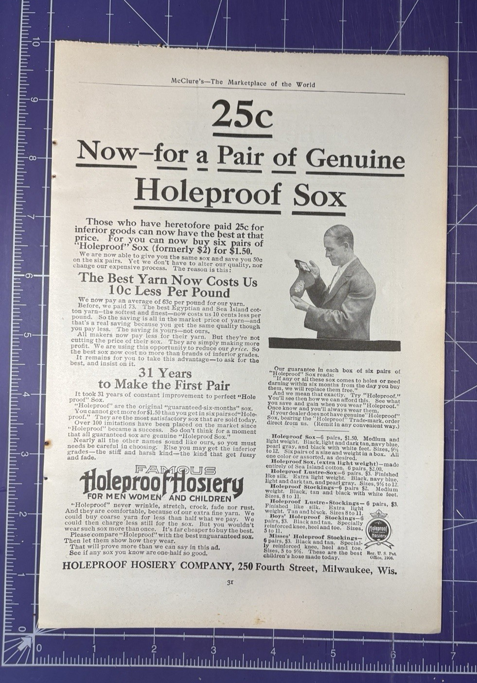 1909 PRINT AD HOLEPROOF HOSIERY COMPANY MILWAUKEE WI FOR MEN WOMEN CHILDREN