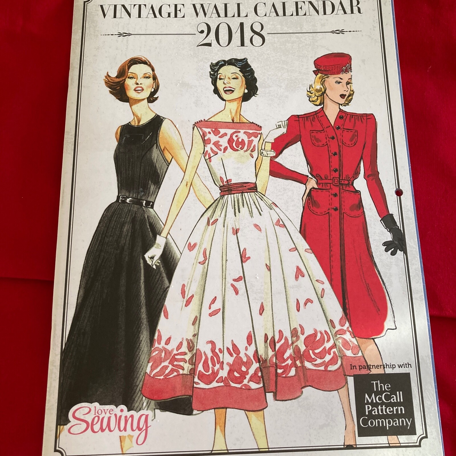 McCalls Wall Calendar Reproduction Sewing Pattern Illustrations 2018 Frame Decor