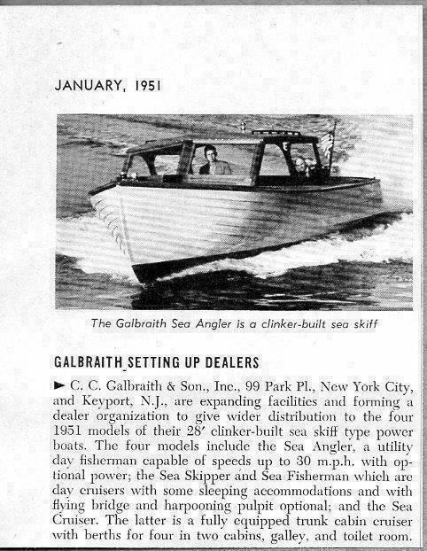 1951 Magazine Photo Galbraith Sea Angler 28′ Boats Keyport,NJ