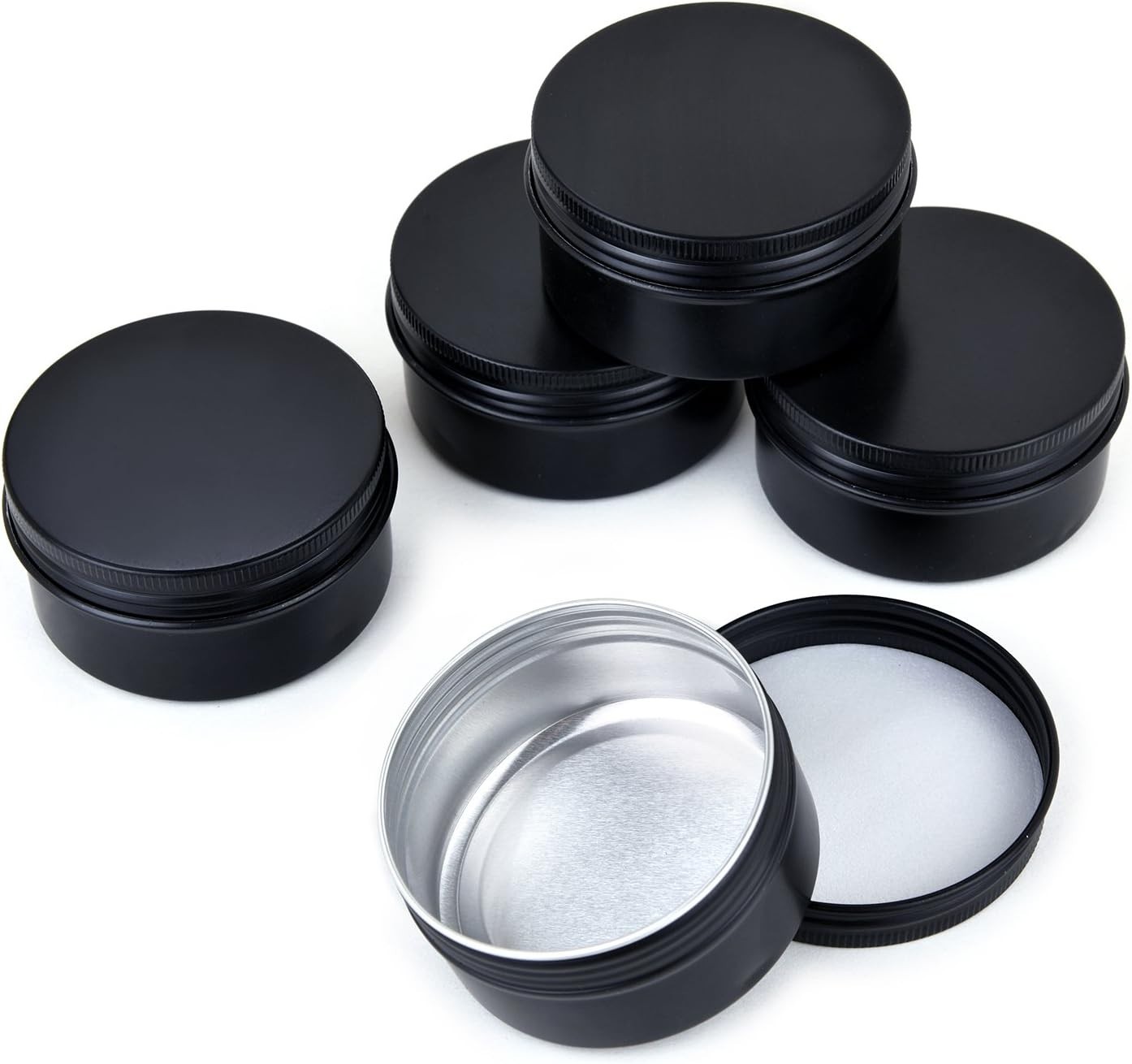 Elegant 3oz Food-Grade Aluminum Tins – Screw-Top Leak-Proof Containers, Black