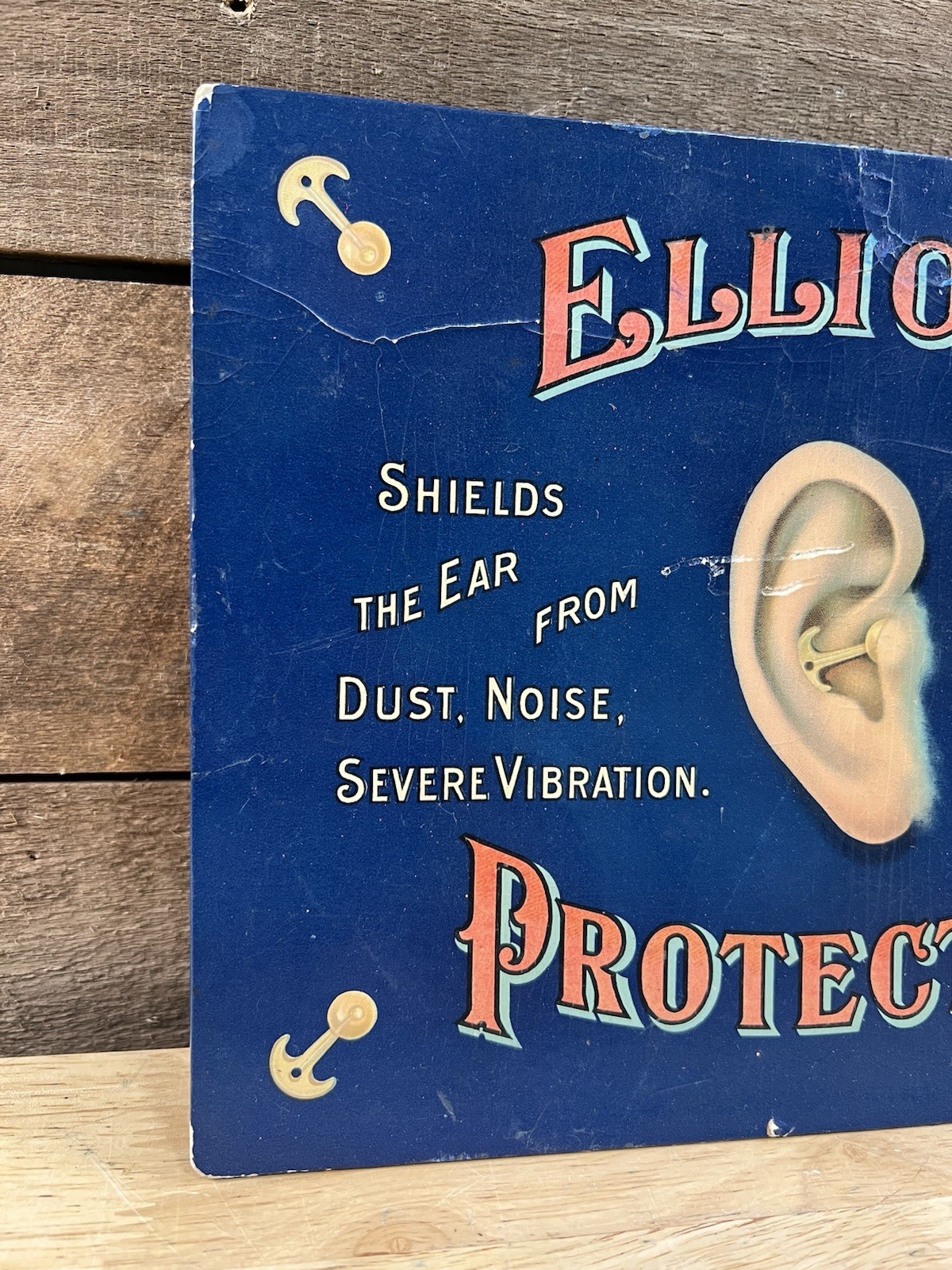 Antique 1900’s Elliott Ear Protector Celluloid Sign Advertising