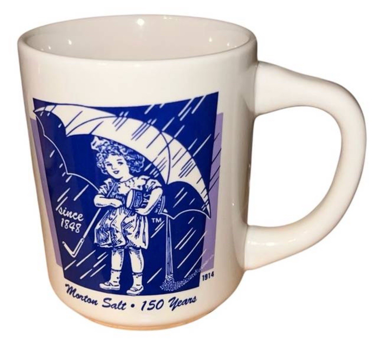 Vtg Morton Salt Girl 1914 Logo Coffee Mug Cup Umbrella Bryan China