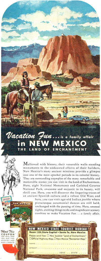 Willard Andrews New Mexico Indian on Horseback Tourism 1950 Magazine Print Ad