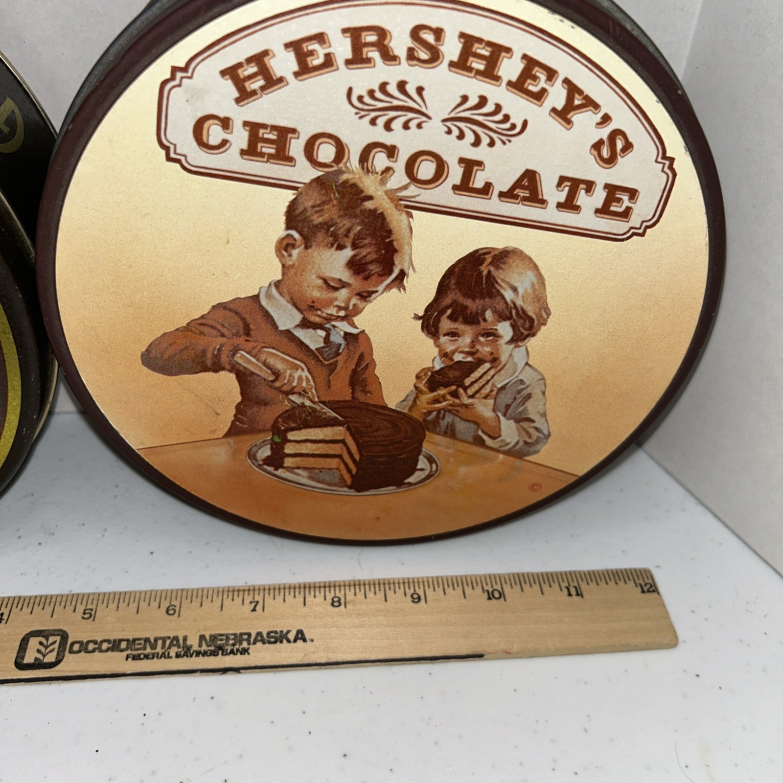 Collectors Chocolate Lovers Tin Hershey Ghirardelli’s Kisses With Coasters.