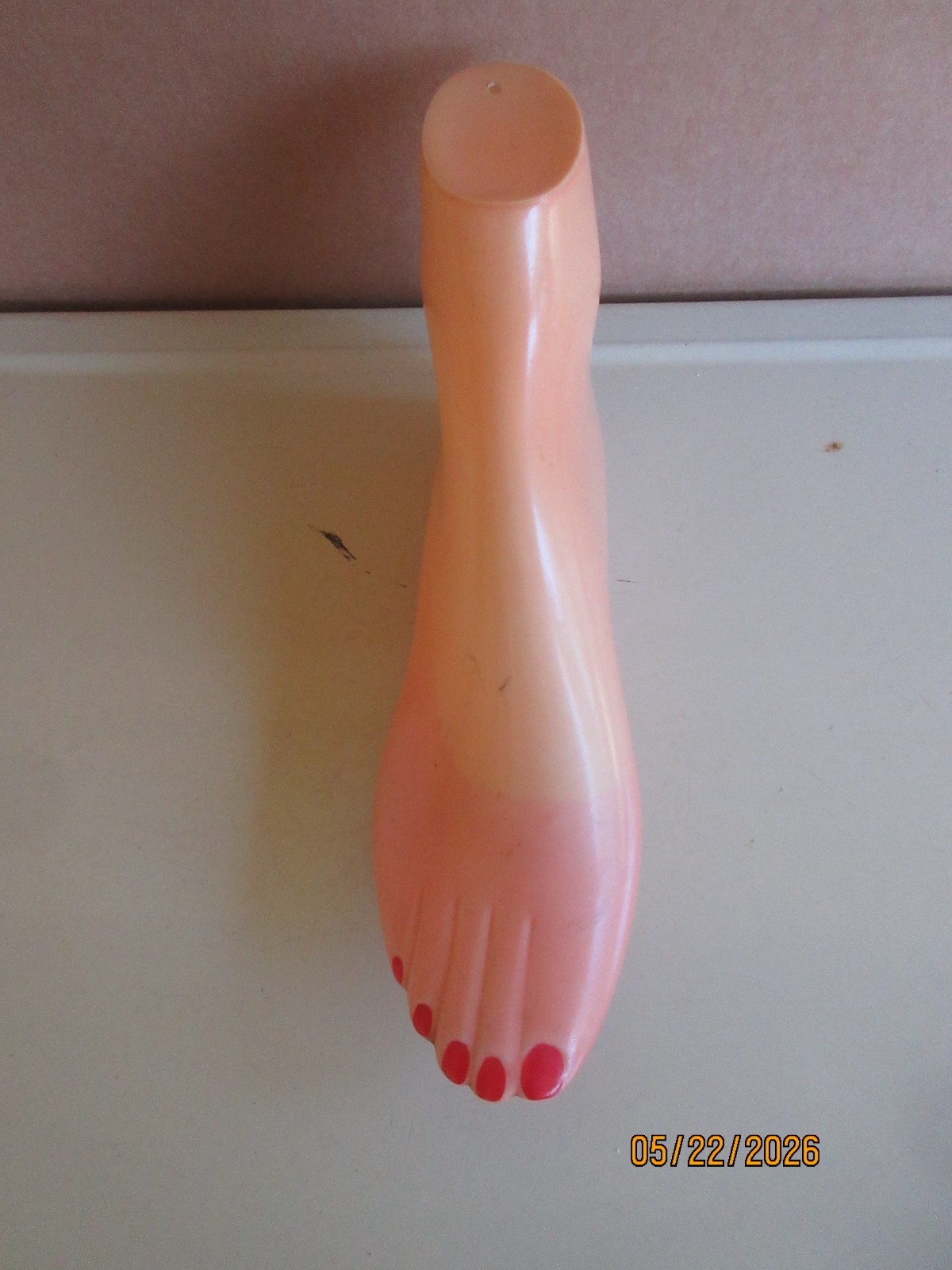 Vintage Plastic Store Display Foot Model – Red Painted Nails – For Socks/Shoes