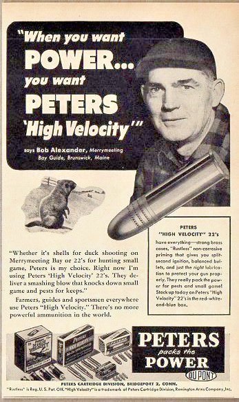 1951 Print Ad Peters Power .22 Cartridges Woodchuck,Whistle Pig Bridgeport,CT