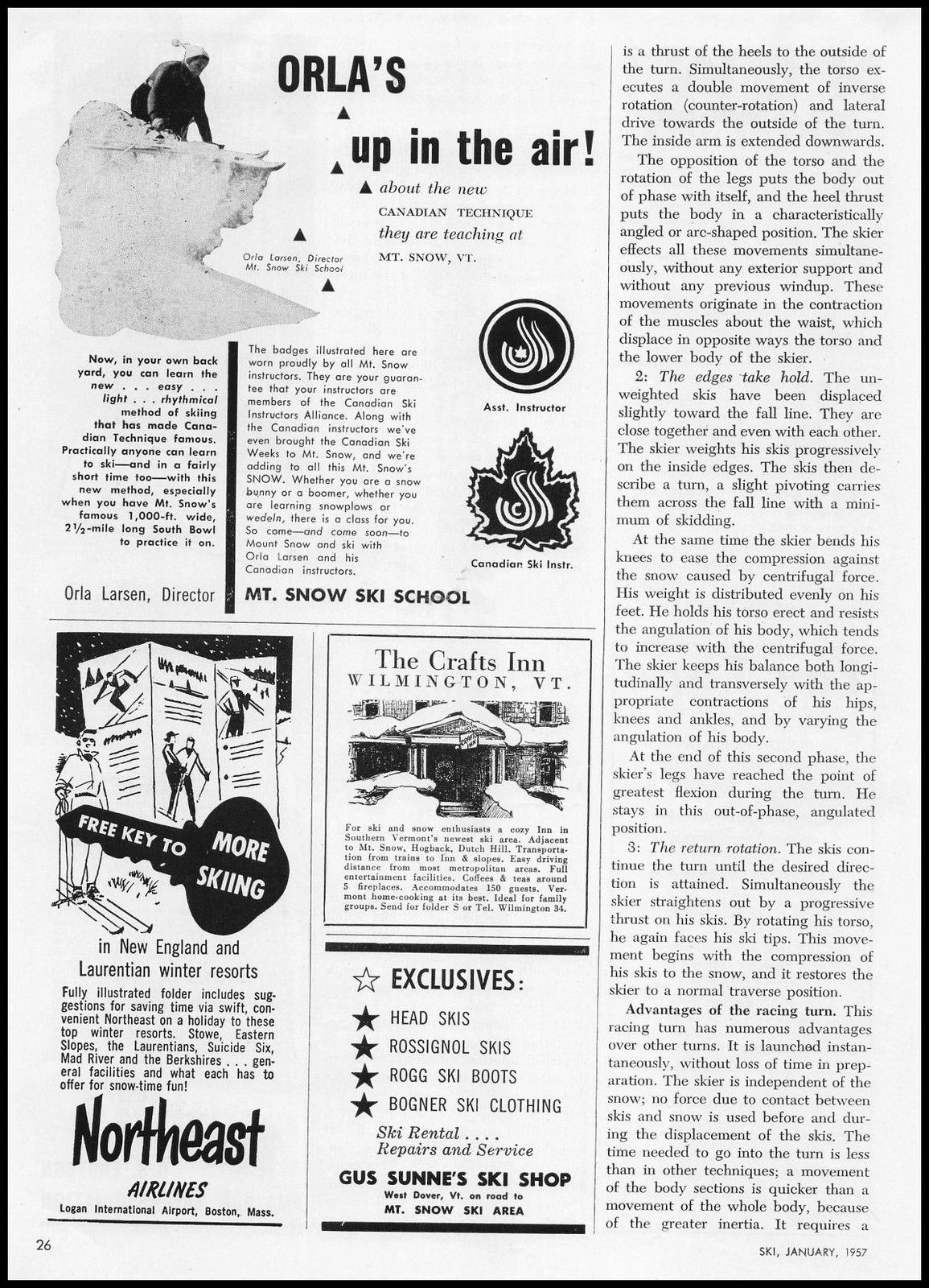 1957 Northeast Airlines Logan Airport Boston Key To Winter Ski Resorts Print Ad