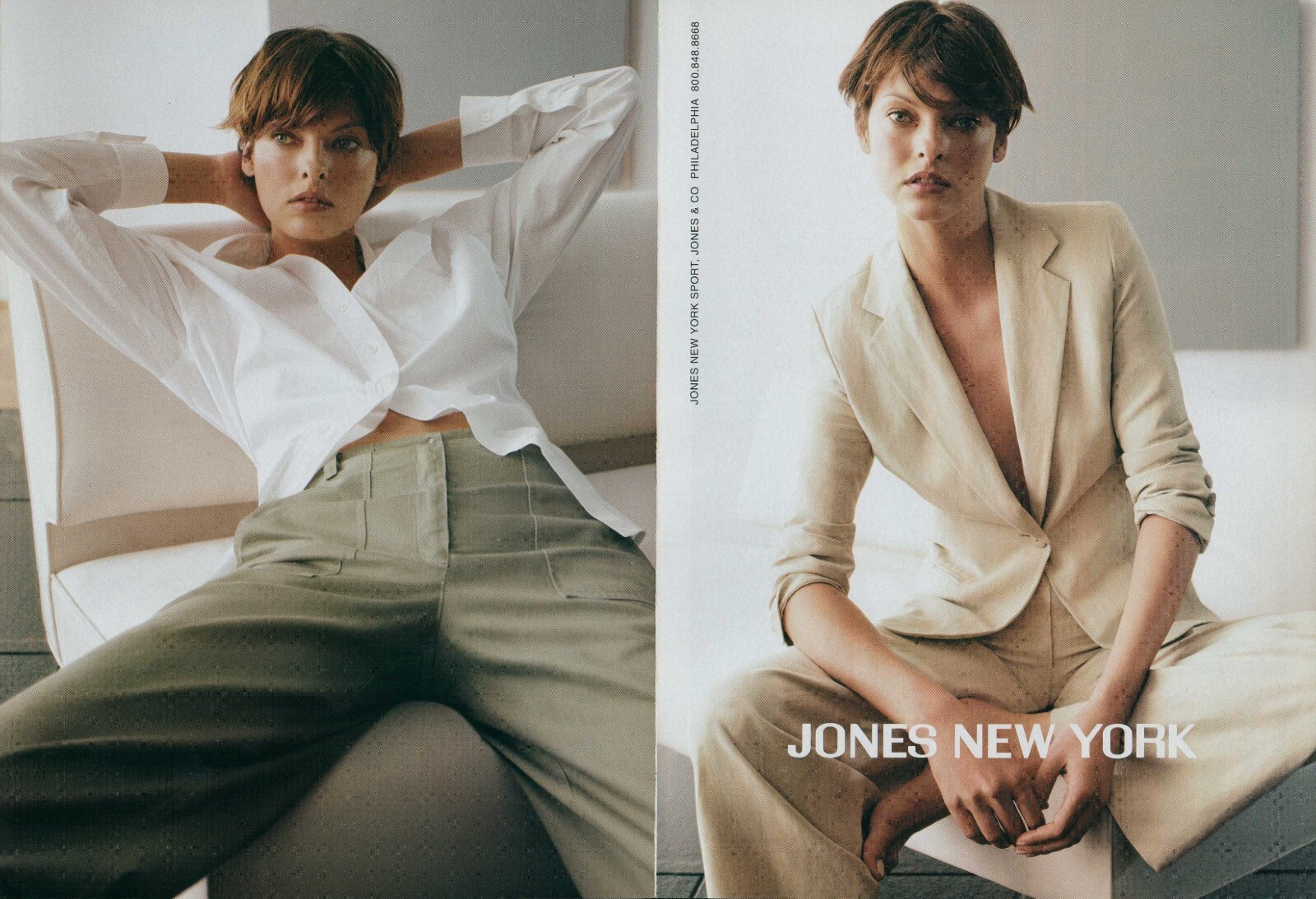 Linda Evangelista JONES NEW YORK Magazine Print Ad Advert Fashion 1990s 3pg 1999