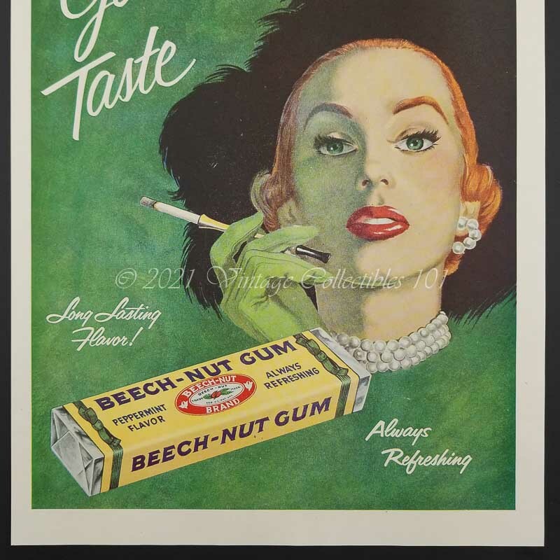 1952 Beechwood Elegant Green Eyes Lady Cigarette Holder photo art decor print ad