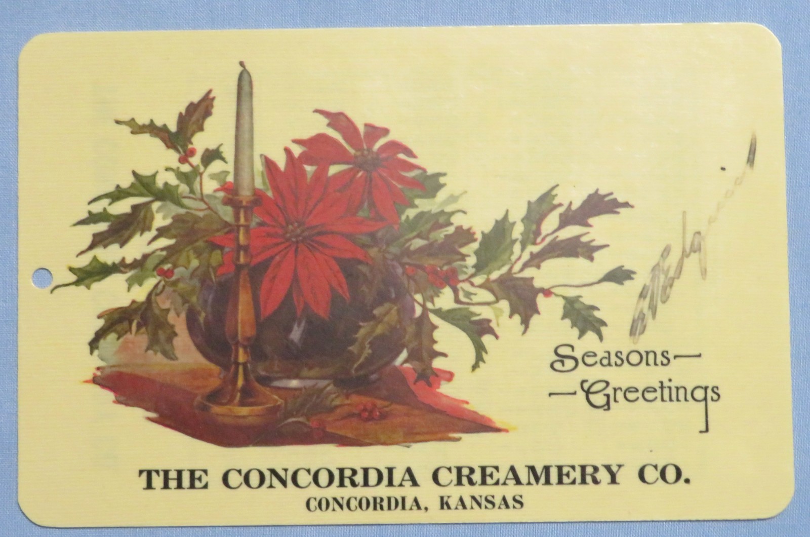 1931 Celluloid Advertising Calendar Card from Concordia Creamery Kansas – Dairy