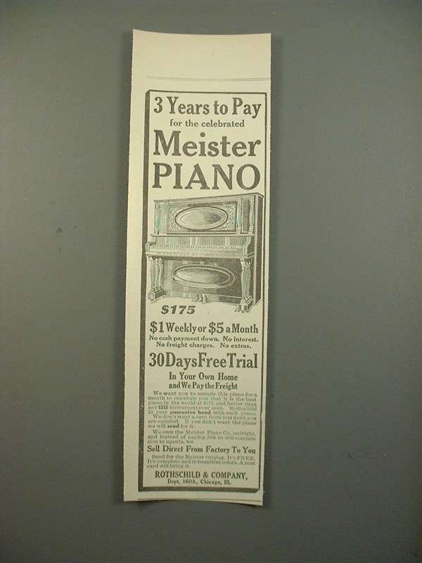 1912 Meister Piano Ad – The Celebrated