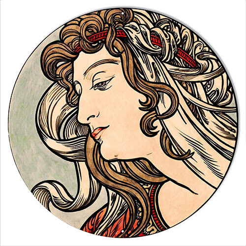 Victorian Lady Art On Metal 14 Inch Round