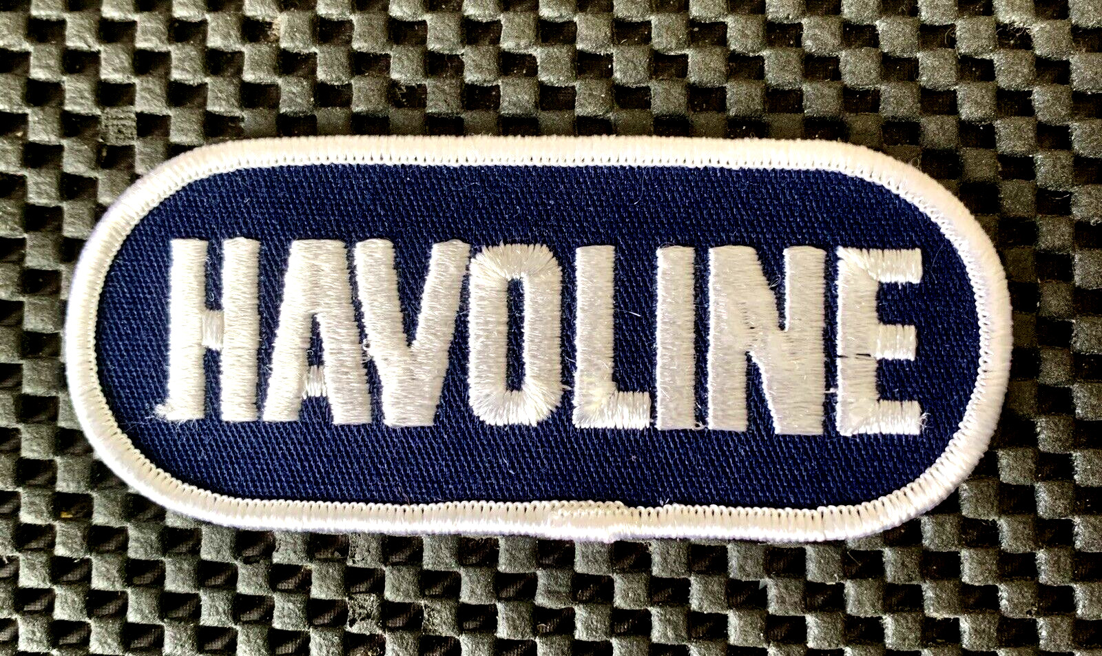 HAVOLINE MOTOR OIL EMBROIDERED SEW ON PATCH NOW BY CHEVRON 4 1/2″ x 1 3/4″ NOS