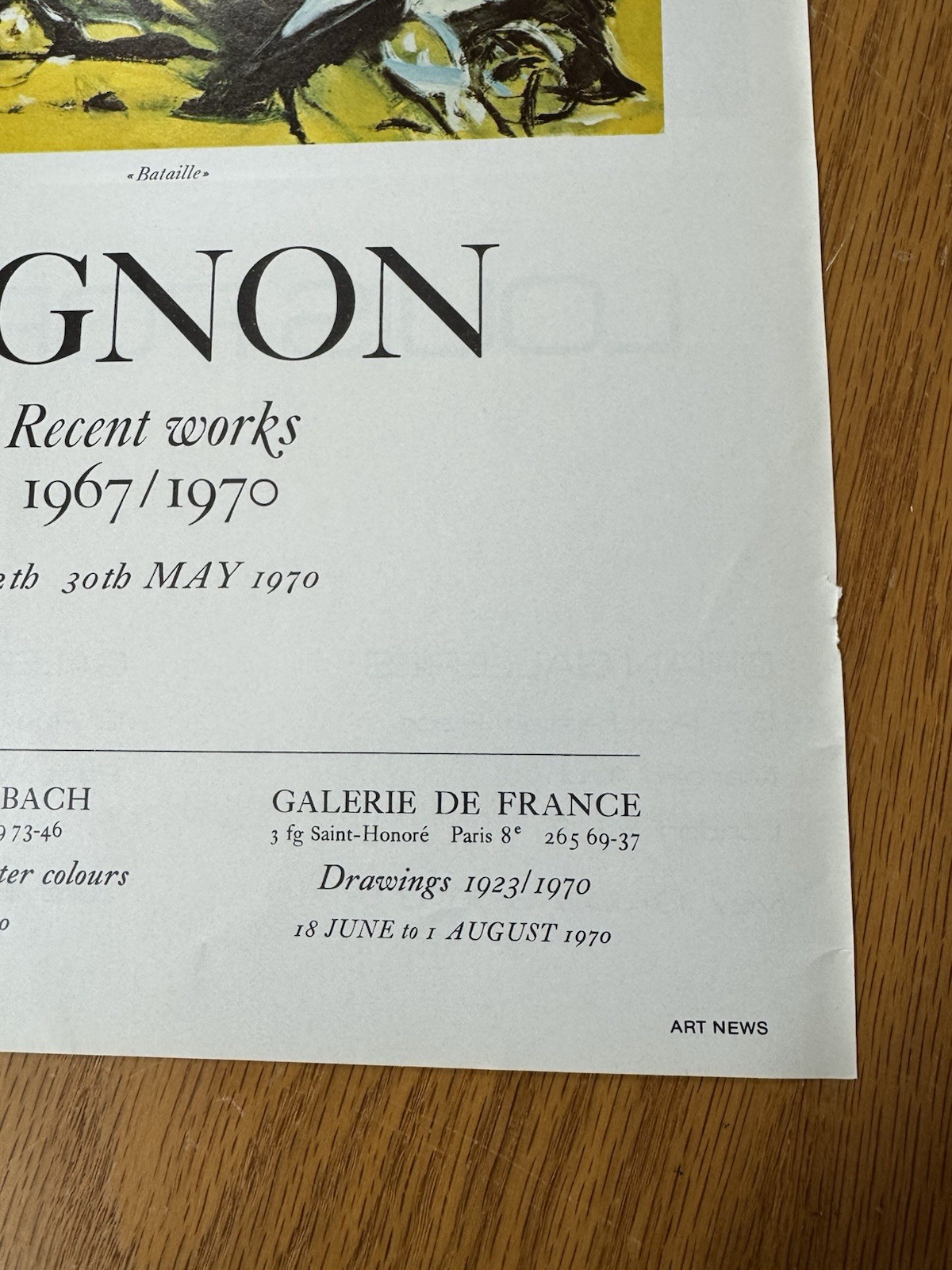 1970 Edouard Pignon Paris Art Gallery Shows Print Ad Vintage Wall Art Poster