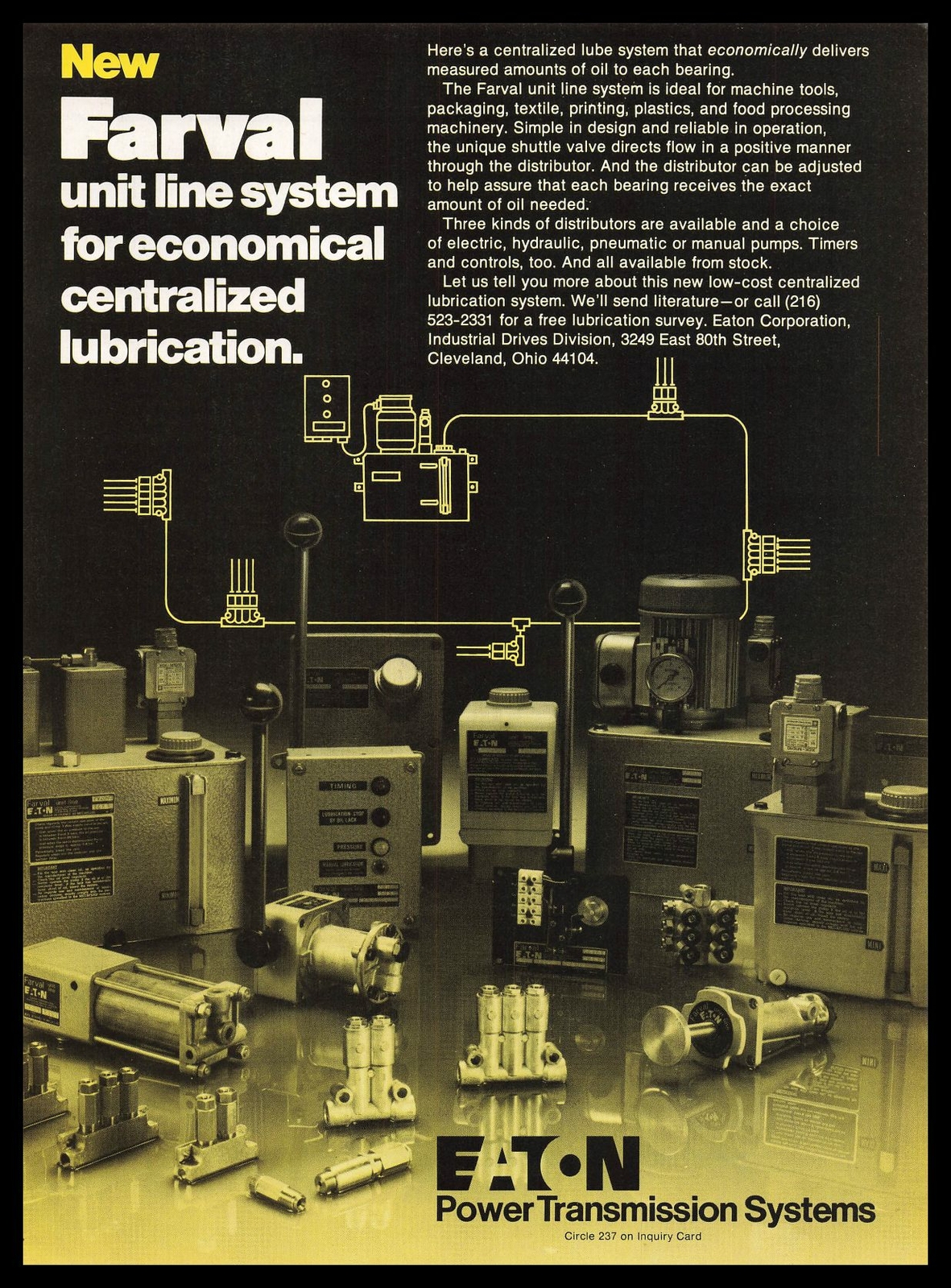 1976 Eaton Corp Cleveland Ohio Farval Unit Line Centralized Lube System Print Ad