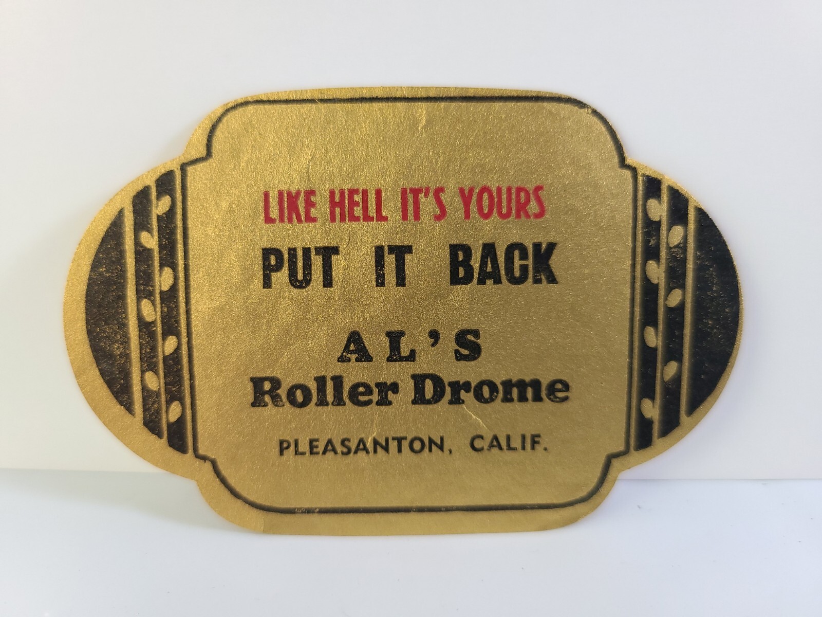 Vintage Roller Skating Rink Skate Label : Pleasanton , California c1940-1960