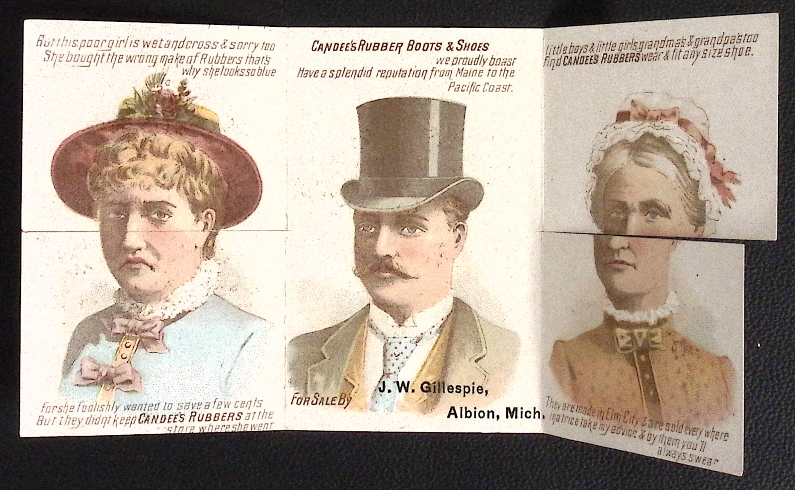 Candee Rubber Boots & Shoes Albion MI Metamorphic Trade Card