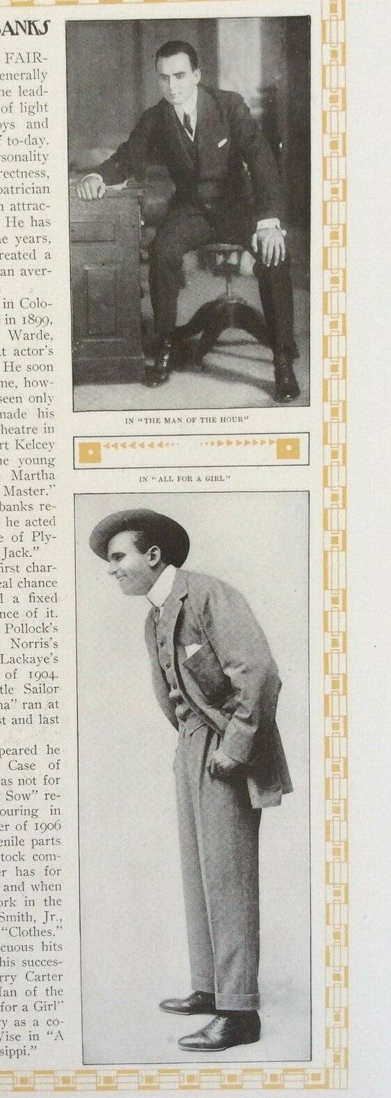 Rare Antique Orig VTG 1910 Douglas Fairbanks B. Kalich Stage Actors Ad Art Print