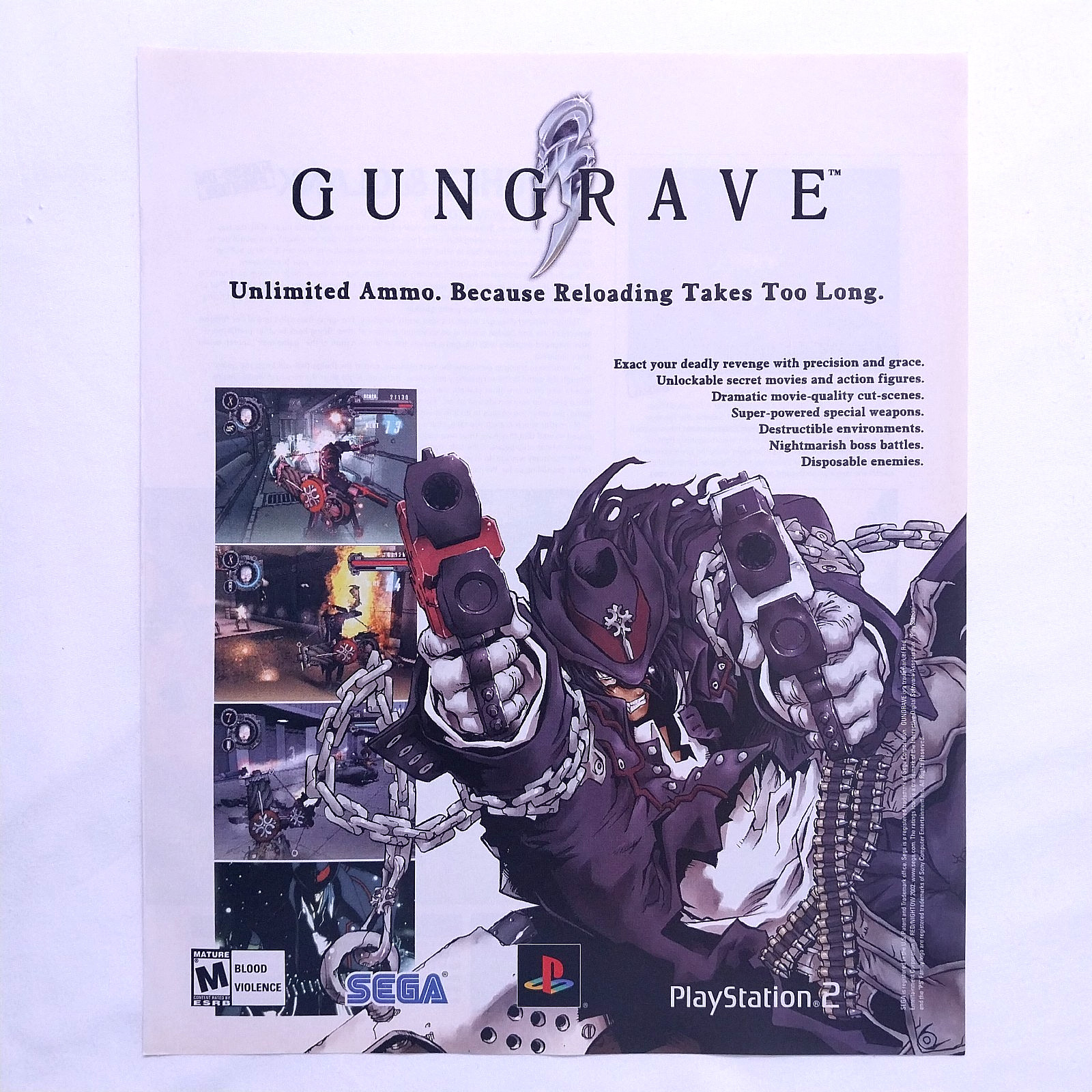 2002 Gungrave PS2 Video Game Promo Vintage Print Ad – Art Page Advert