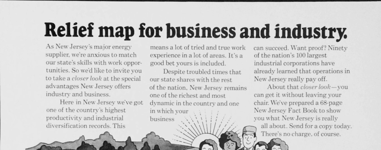 Vintage PSE&G New Jersey Business Industry Relief Map Print Ad 1970s