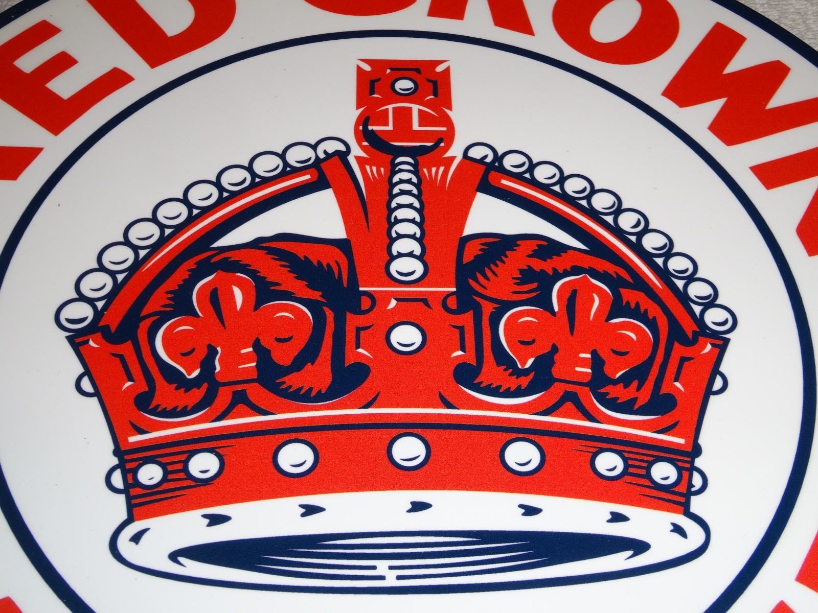 VINTAGE RED CROWN GASOLINE 11 3/4″ PORCELAIN METAL STANDARD STATION GAS OIL SIGN