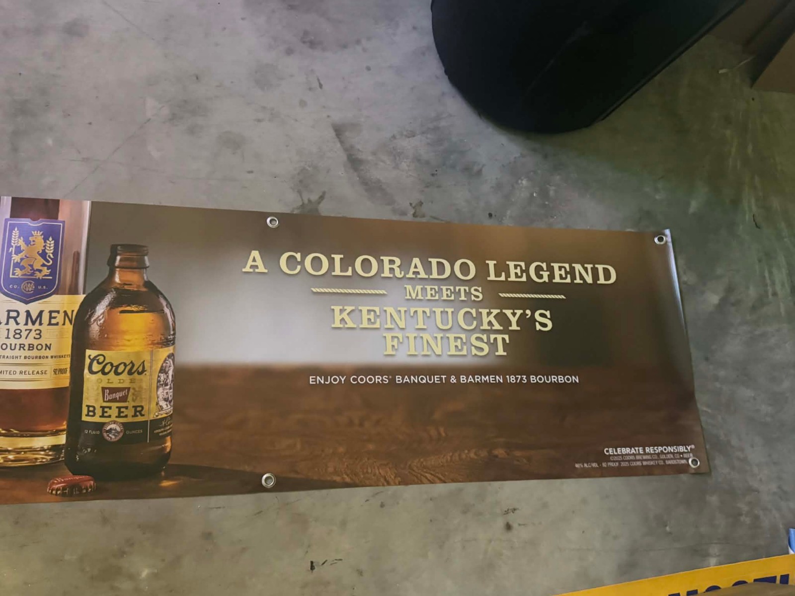 Coors Banquet & Barmen 1873 Bourbon Banner 60″x18″ Beer Whiskey Bar Mancave