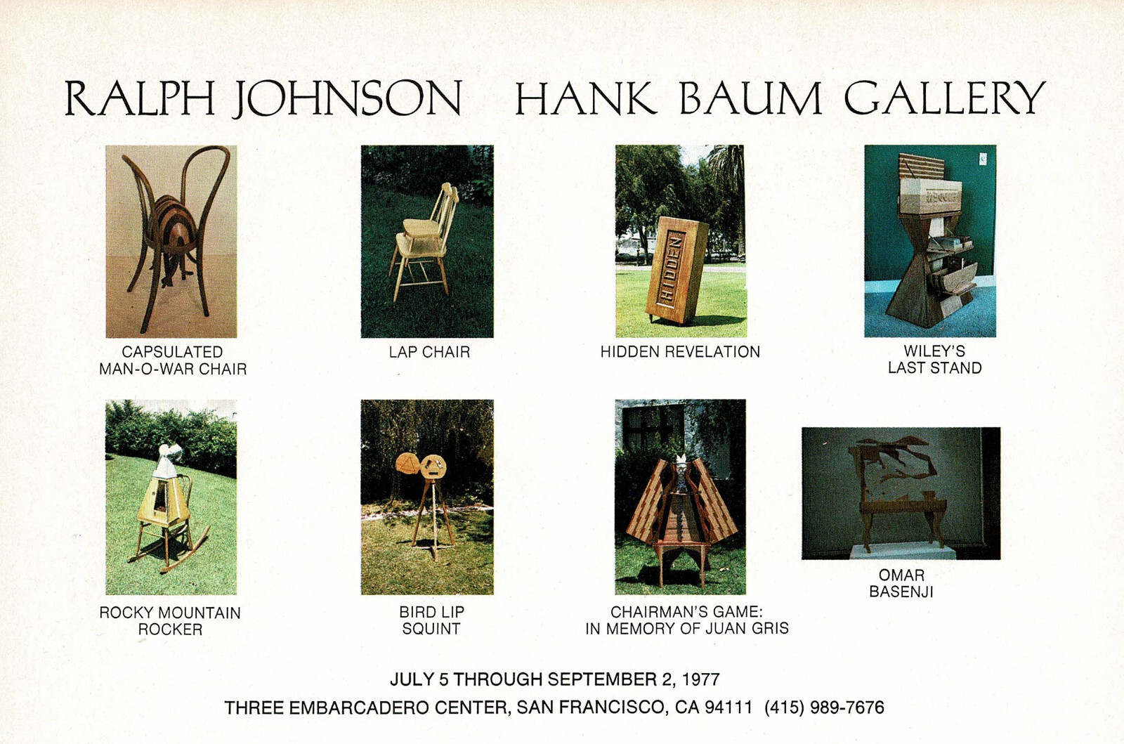 1970s Vintage Ralph Johnson Sculpture Art Exhibition Hank Baum Gallery Print Ad
