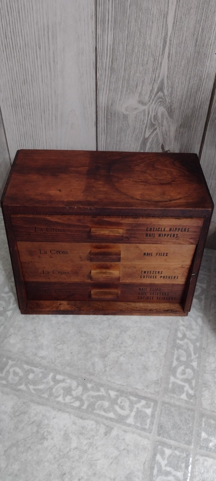 Antique Wooden La Cross Hardware Store Advertising Cabinet