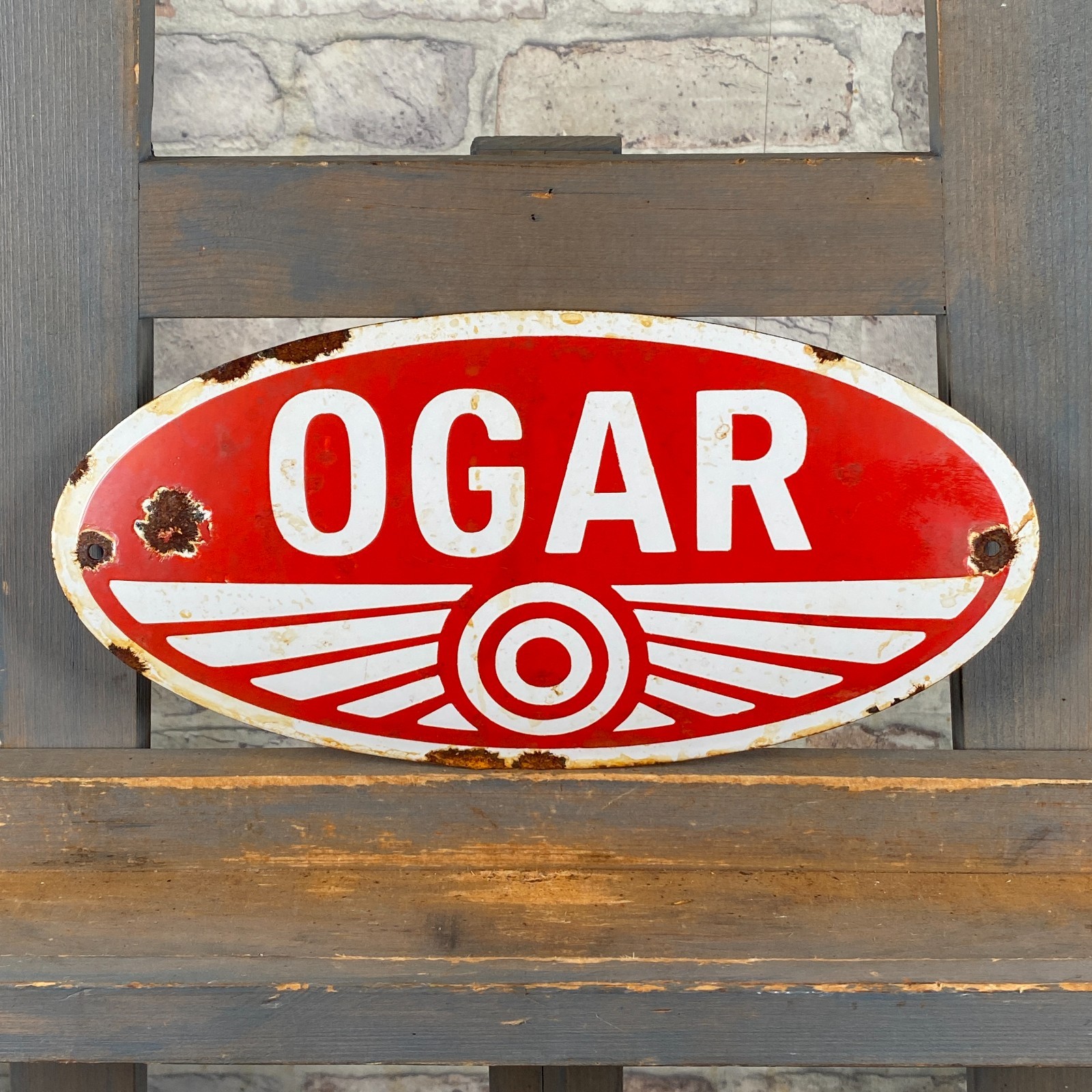 JAWA Enamel Sign 11.8×5.9″ (30x15cm) Rare Nice Small Service Porcelain Wall Sign