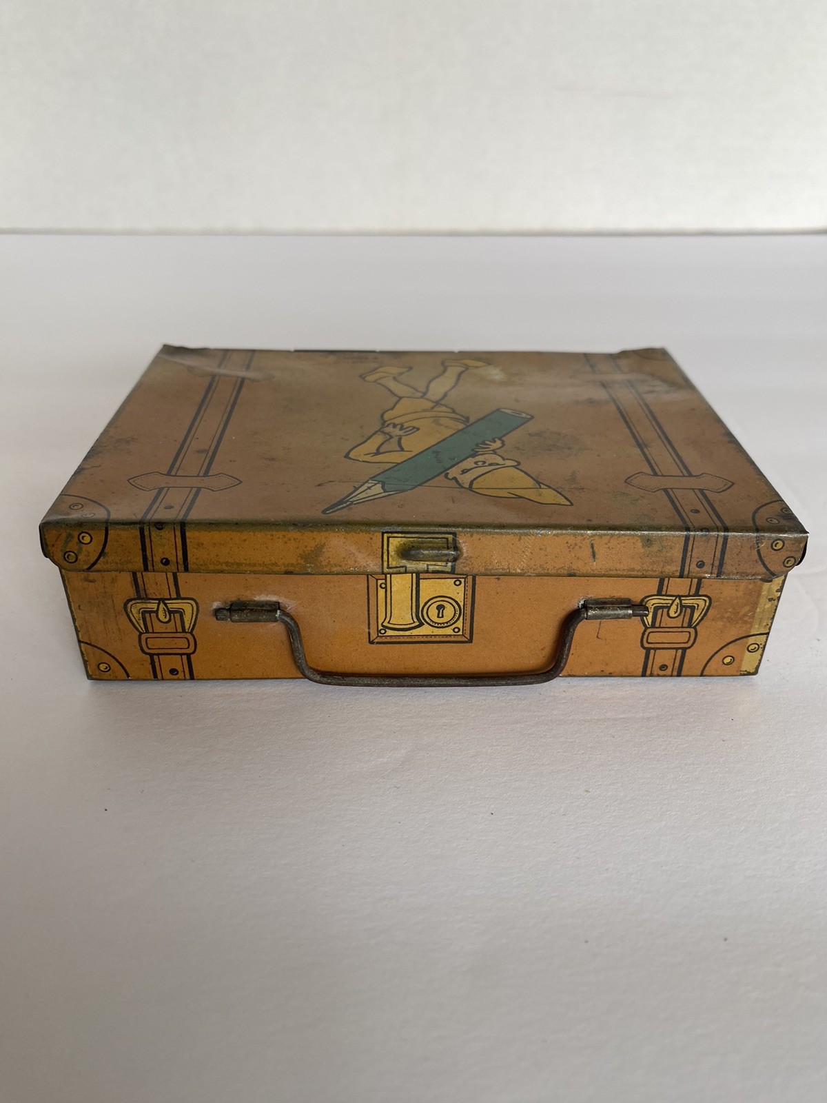 1922 Vintage Tin Litho Teenie Weenies Brownies Suitcase Tin Box
