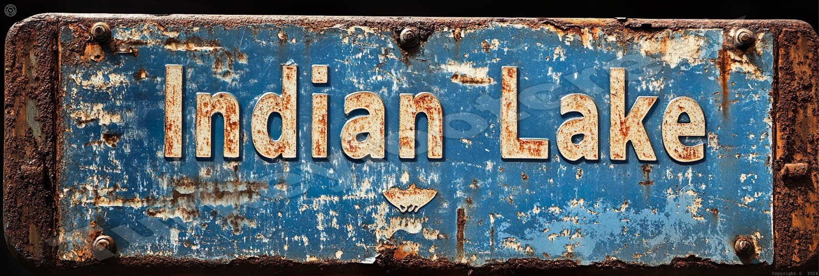 Indian Lake Rust Look Metal Sign 2 Sizes to Choose From a4
