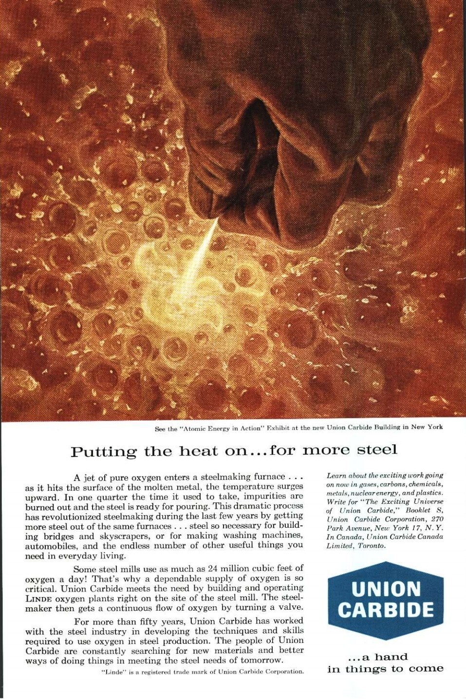 1961 Union Carbide And Carbon Company Vintage Color Print Ad Industry Ephemera