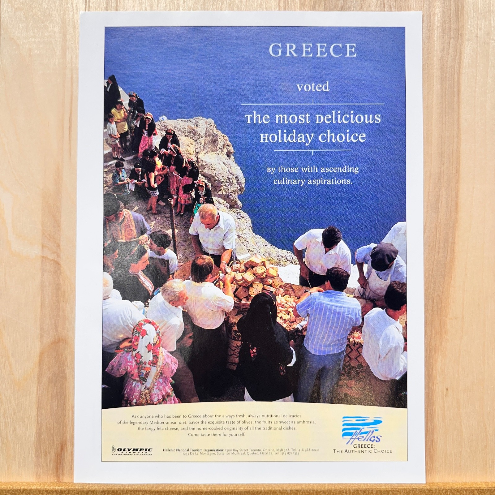 1998 Greece Travel Tourism Olympic Airways Vintage Print Ad Ocean Front Advert