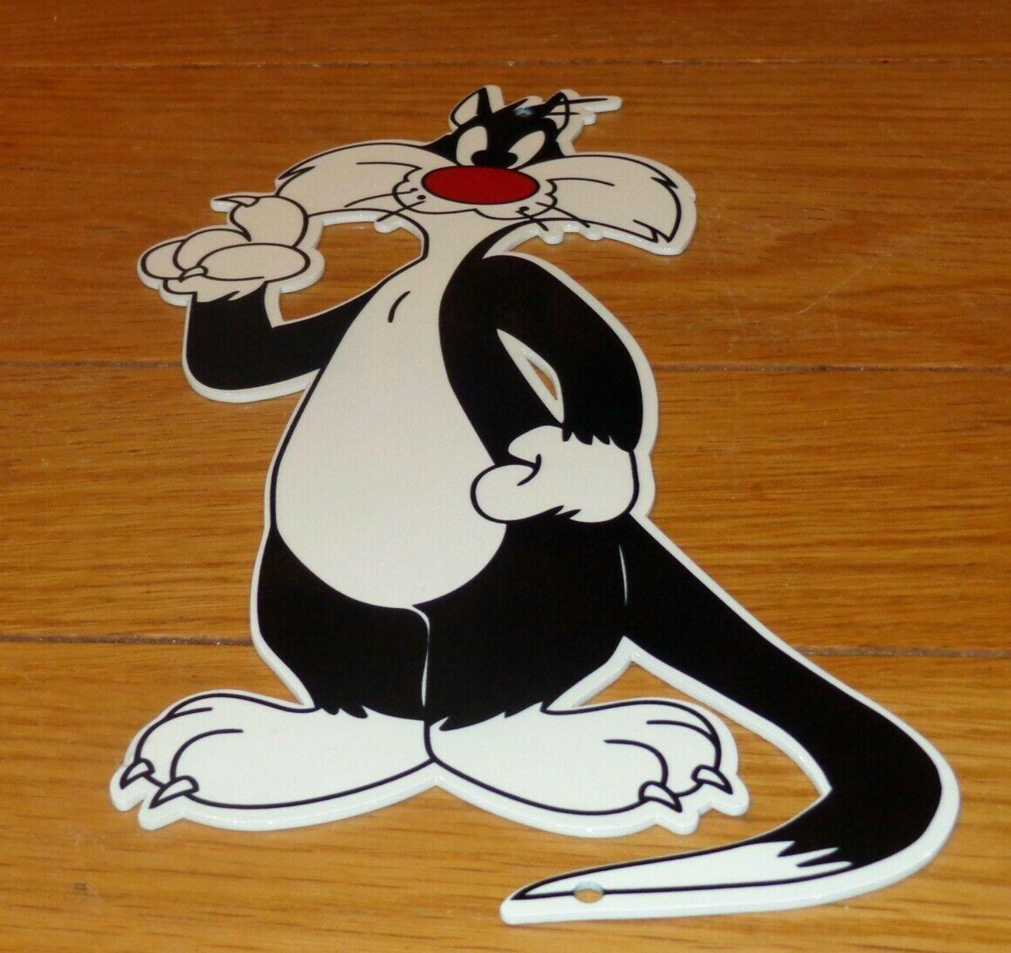 VINTAGE SYLVESTER CAT TWEETY 13″ METAL ROADRUNNER LOONEY TUNES GASOLINE OIL SIGN