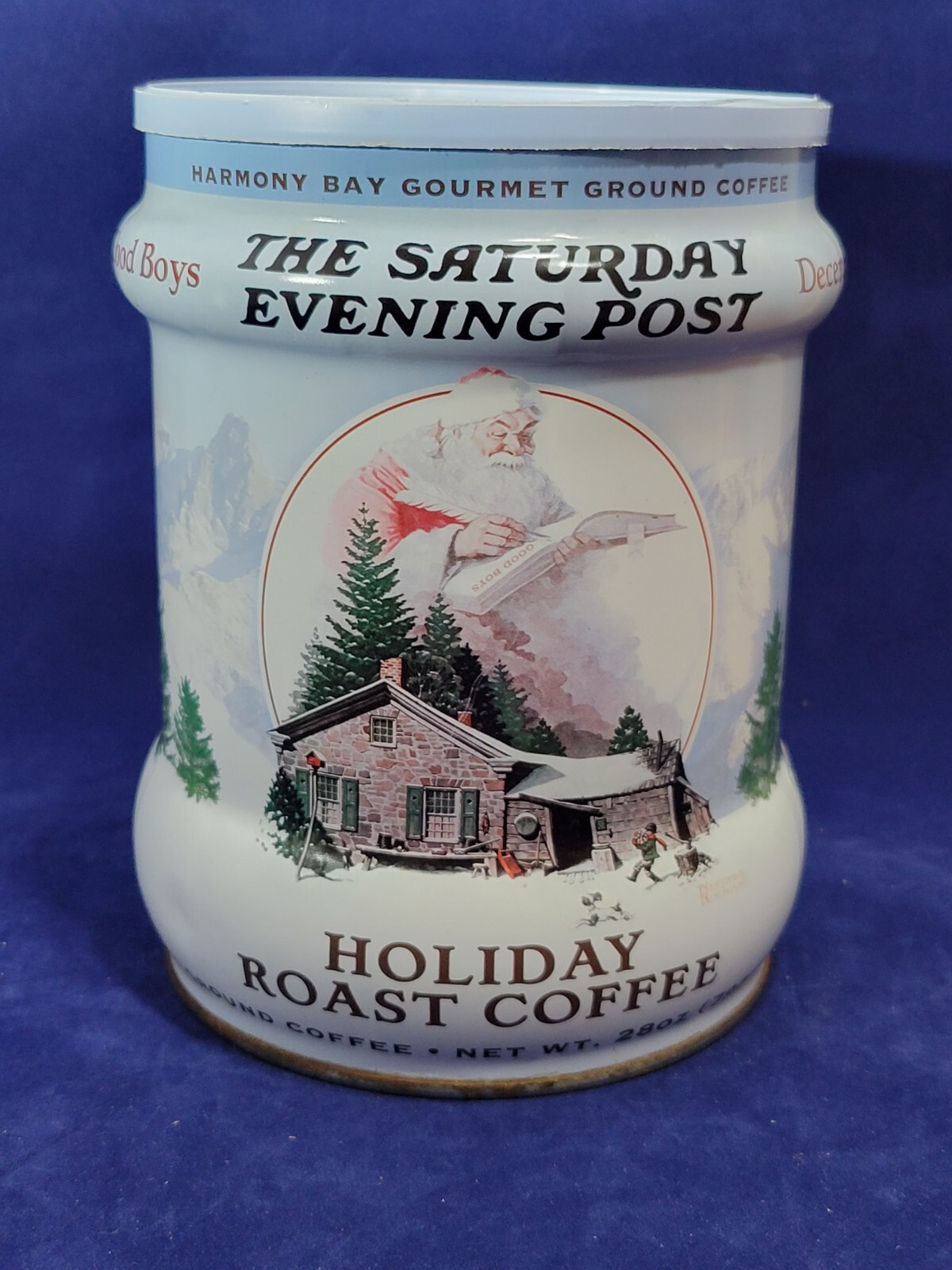 Vintage Harmony Bay Ground Coffee ~ The Saturday Evening Post 28oz Tin Can