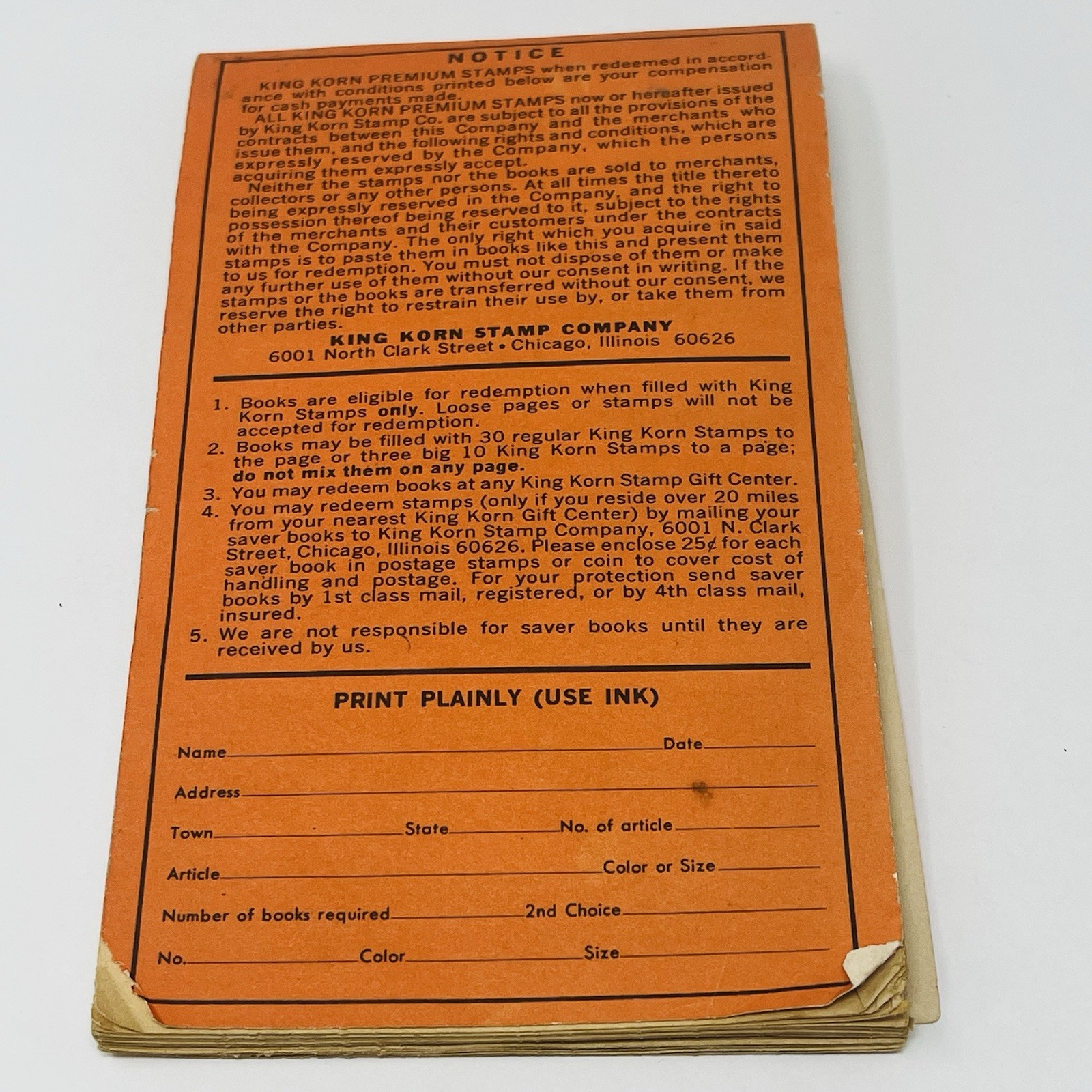 1960’s King Korn Stamp Saver Book Booklet With Stamps