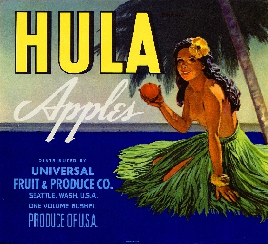 Seattle Washington State Hula Hawaii Apple Fruit Crate Box Label Art Print