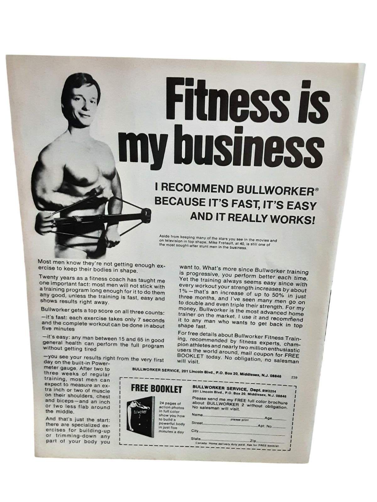 1976 Bullworker Fitness Exercise Trainer Original Print Ad Mike Fretaut