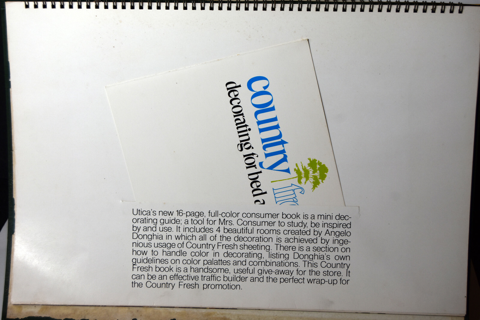18″ Vintage 1973 Advertising Book Utica NY Country Fresh Promotion Donghia