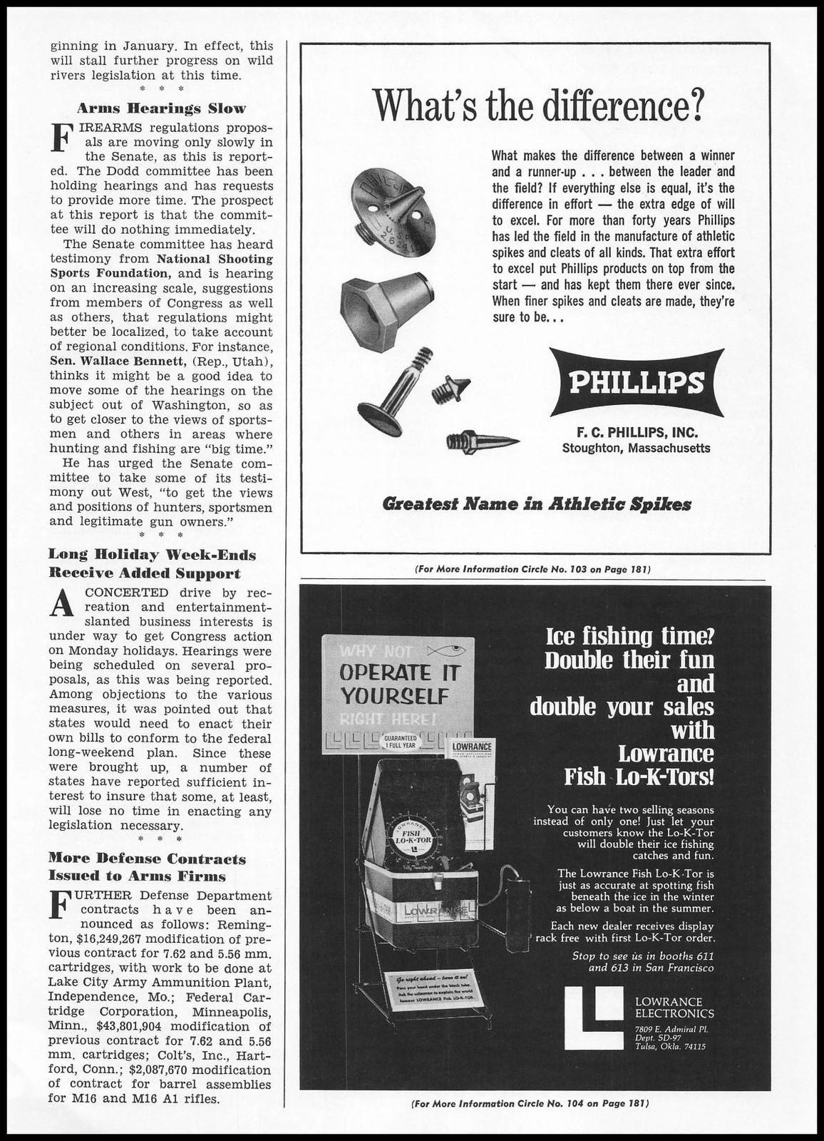1967 F. G. Phillips Inc Stoughton Massachusetts Athletic Spikes Vintage Print Ad