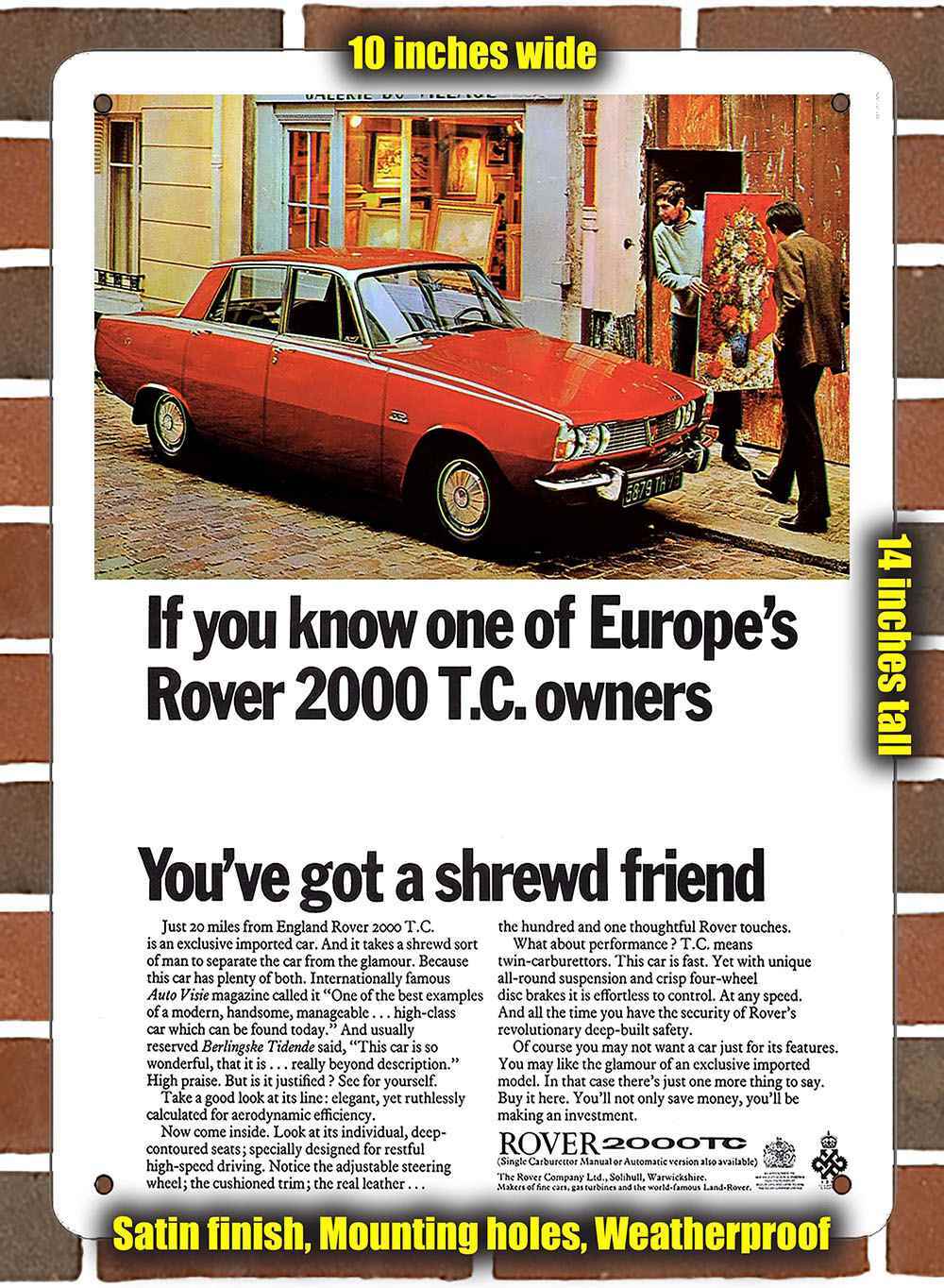 Metal Sign – 1967 Rover 2000 T.C. x – 10×14 inches