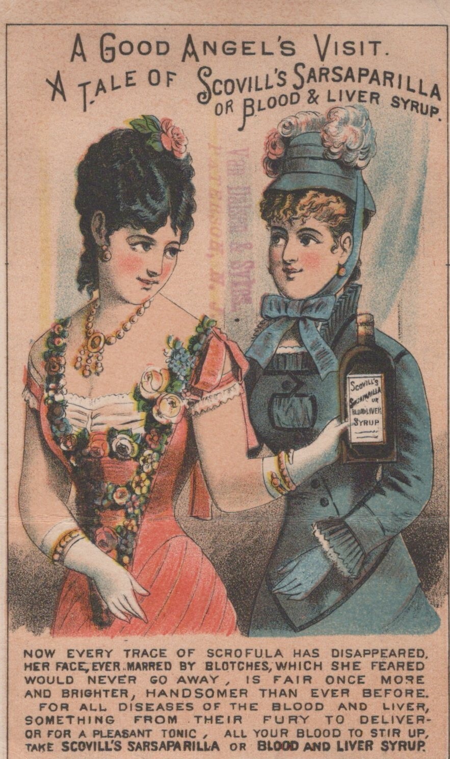Foldable Victorian Trade Card Scovill’s Sarsaparilla Blood & Liver Syrup A12J