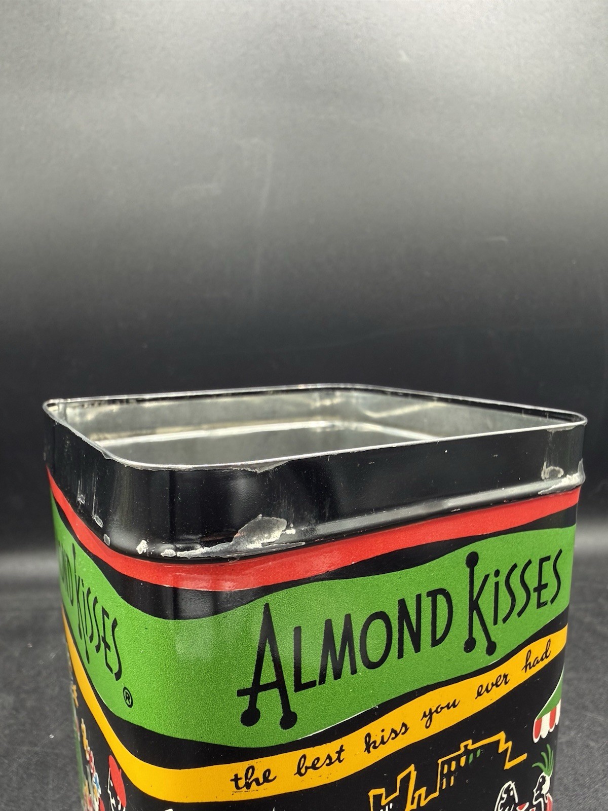 Vintage Barton’s Almond Kisses metal Tin Can Empty! Great Condition! Storage