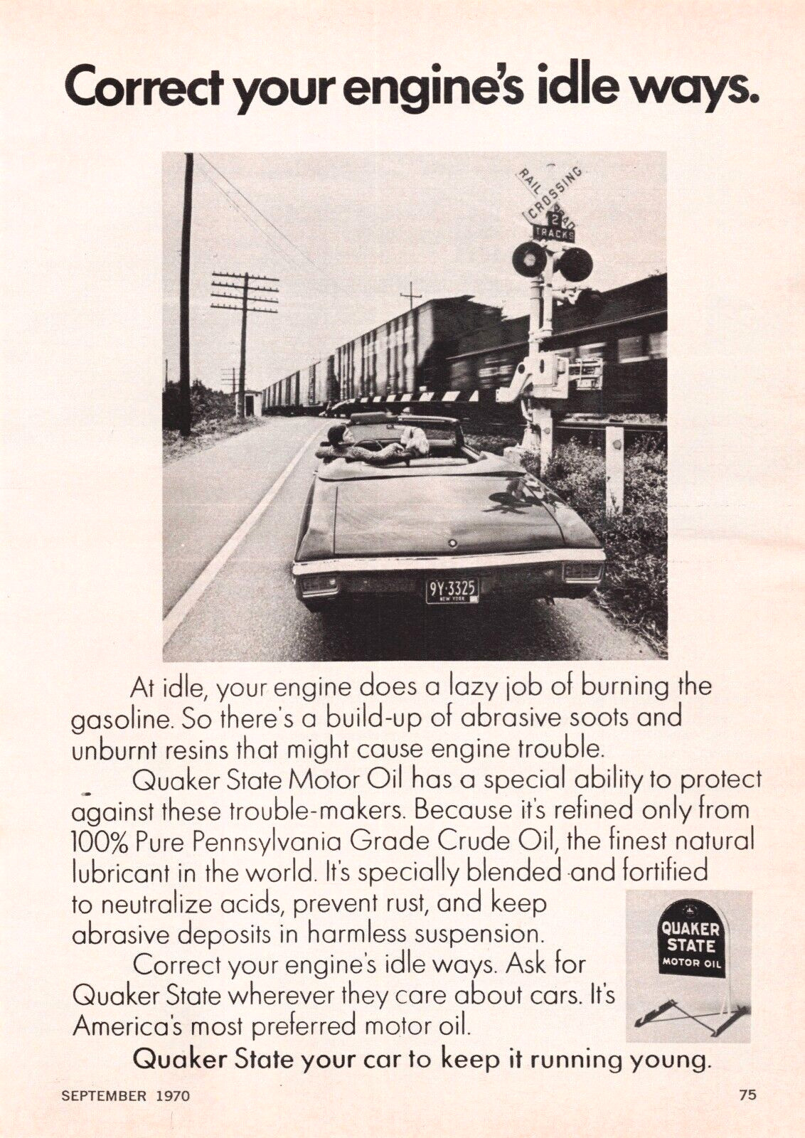 Quaker State Motor Oil Correct Your Engine’s Idle Ways Vtg Mag Print Ad